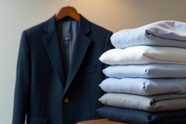 ドライクリーニングされたスーツと清潔なシャツの画像